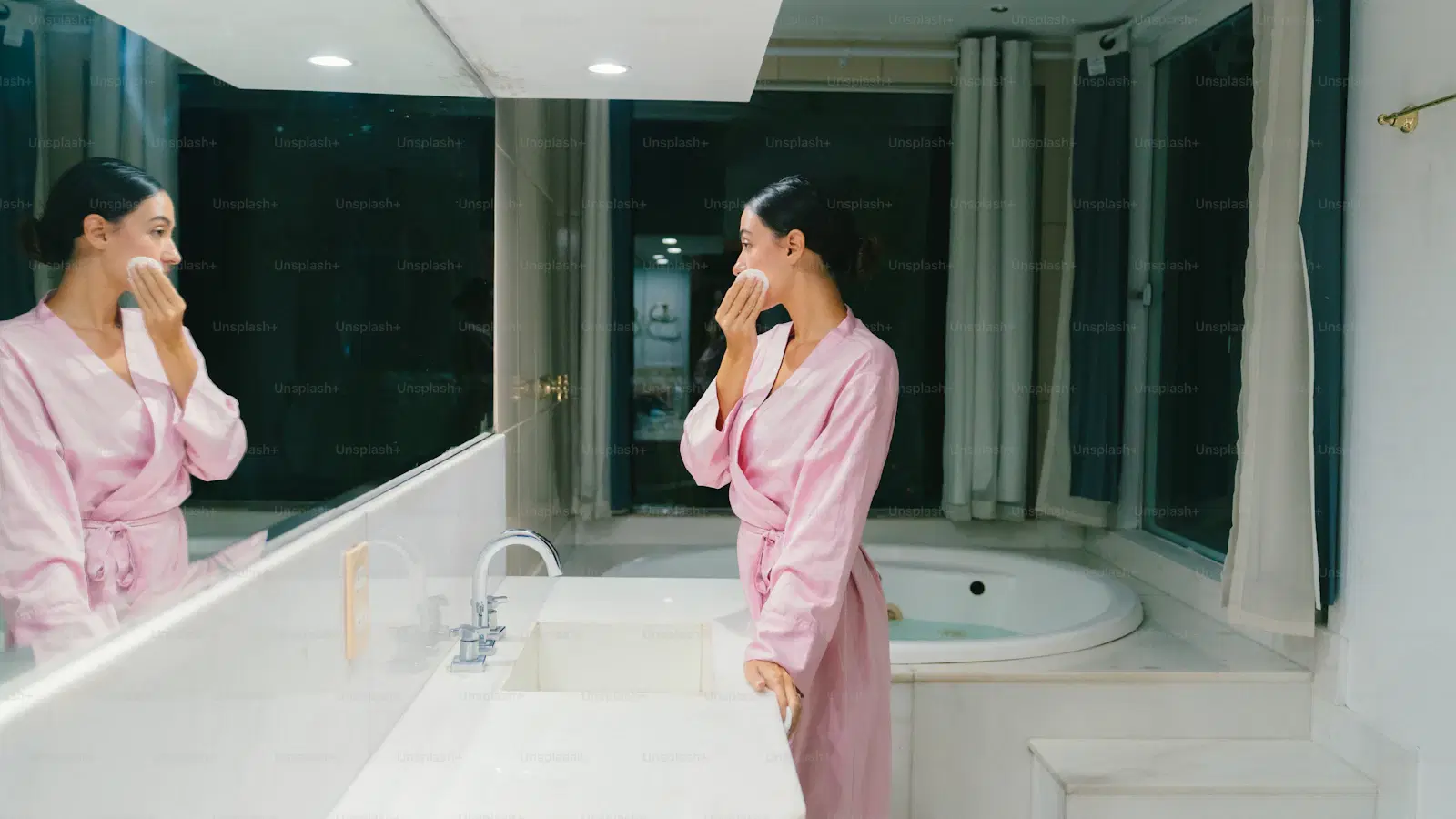 How to shave pubic hair for men — sharp bikini razor, pre-shave oil, and fragrance-free post-shave gel on a bathroom counter